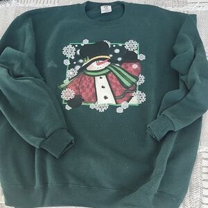 Jerzees Dark Green Snowman Sweatshirt